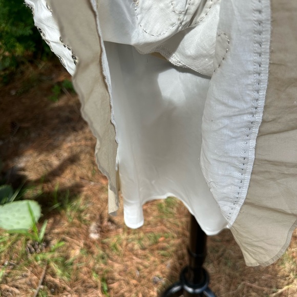 BCBGMaxazria New w Tags Sequin Embroidered A Line Skirt White Beige Lined Cotton - Picture 11 of 11